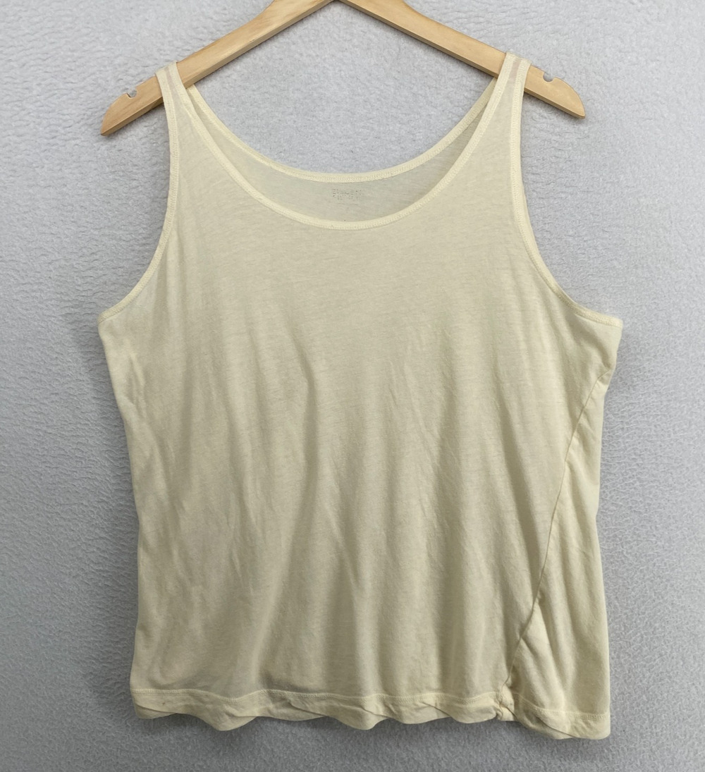 EILEEN FISHER Tank Top L Fine Cotton Jersey Scoop Neck Shell Off White